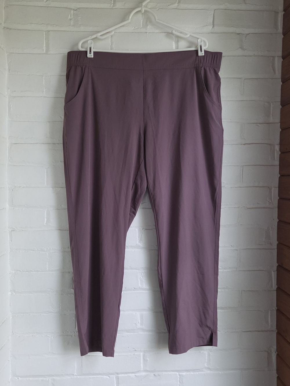 Eddie Bauer Traveler Ankle Pants Sz XL Plum Purple Casual Outdoor Stretch
